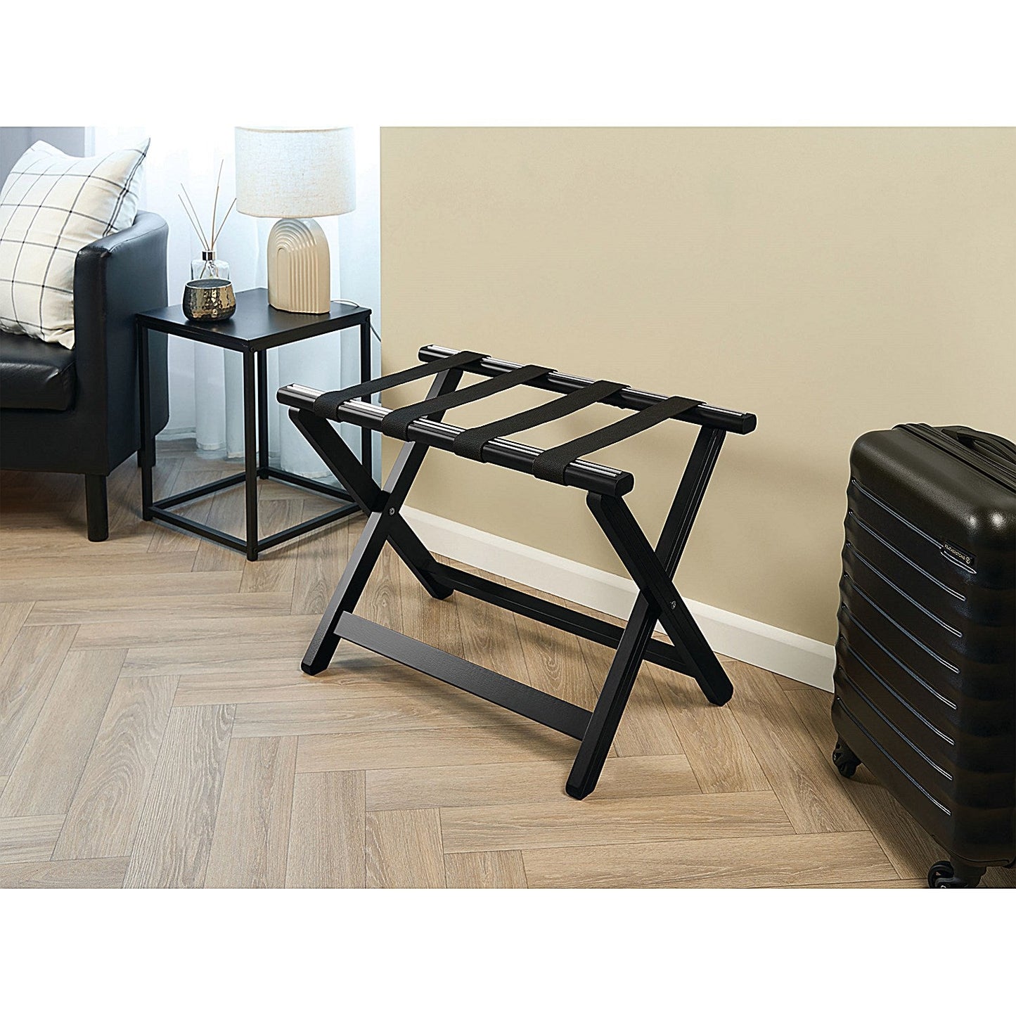 York Wooden Luggage Rack Black