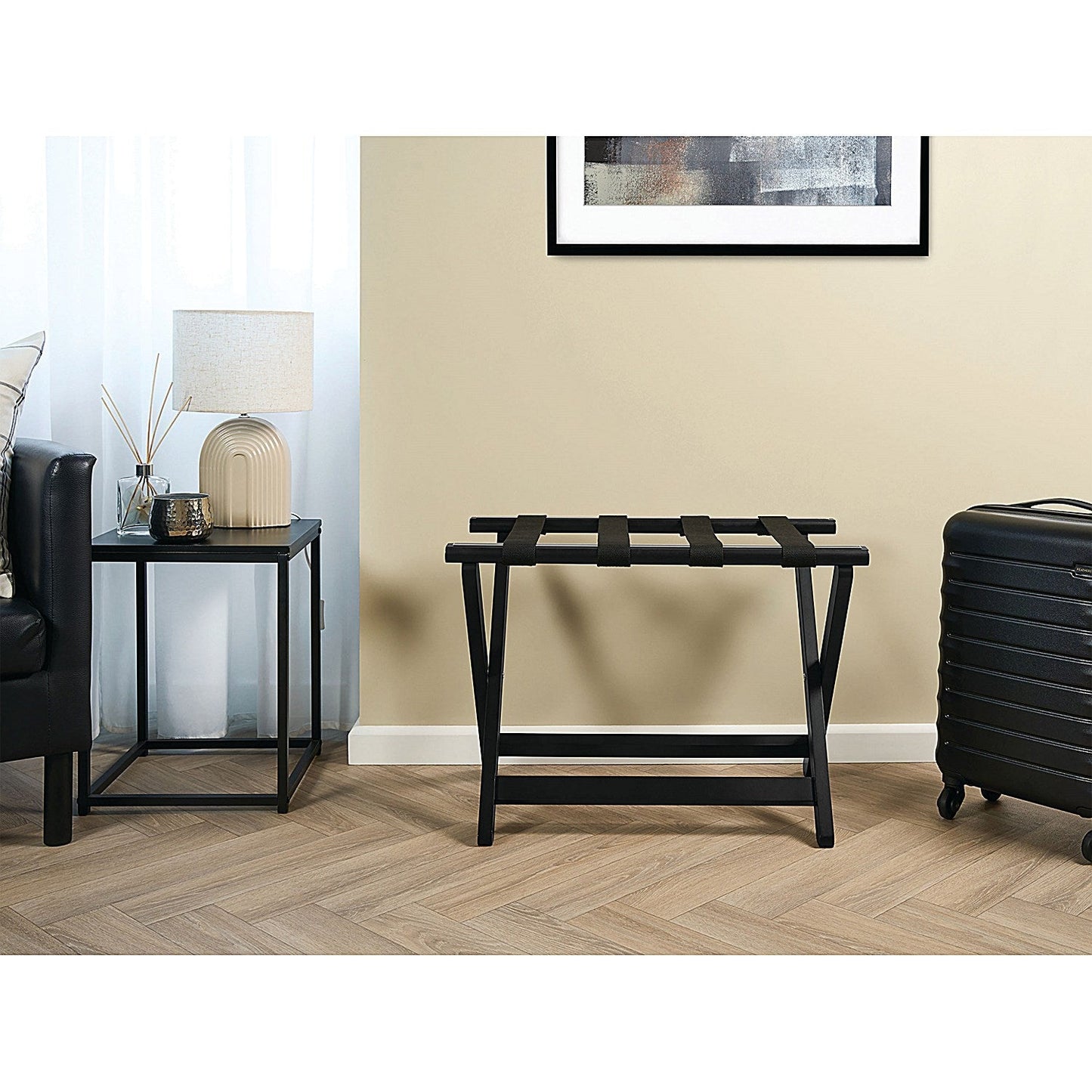 York Wooden Luggage Rack Black Easy2Order : FUP24158