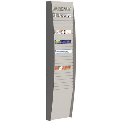 Fast Paper Wall-Mounted Document Panel, 25 x A4 Pockets, Grey