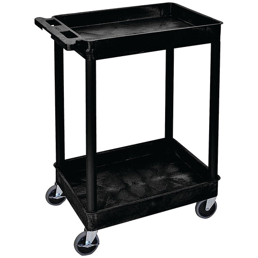 Multipurpose 2 70mm Deep Tray Trolley 150kg Capacity Black GI927L