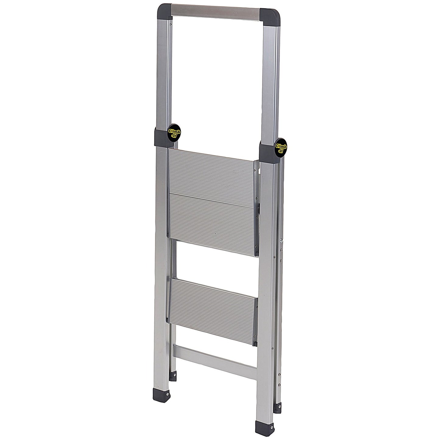 Climb-It Slim Aluminium Step Ladder with Handrail, 2 Tread, Silver
