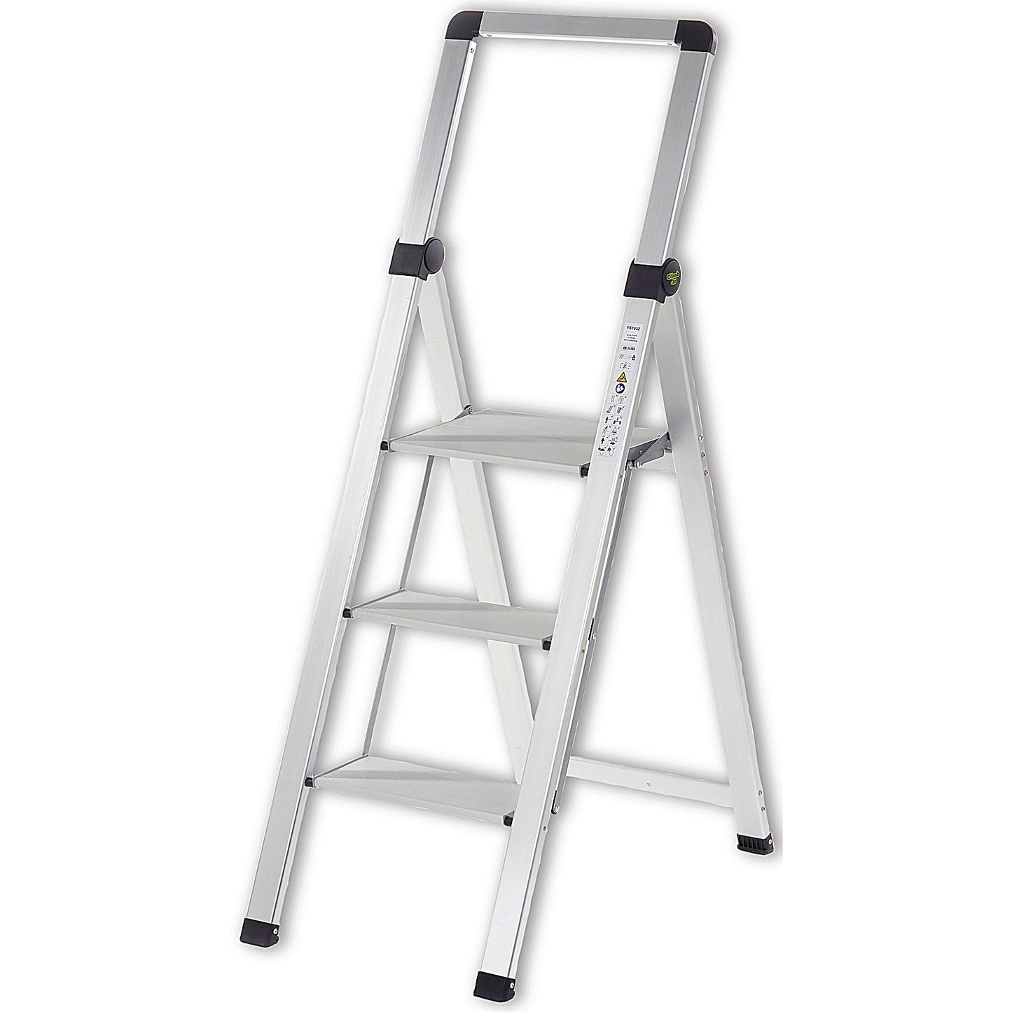 Climb-It Slim Aluminium Step Ladder with Handrail, 2 Tread, Silver