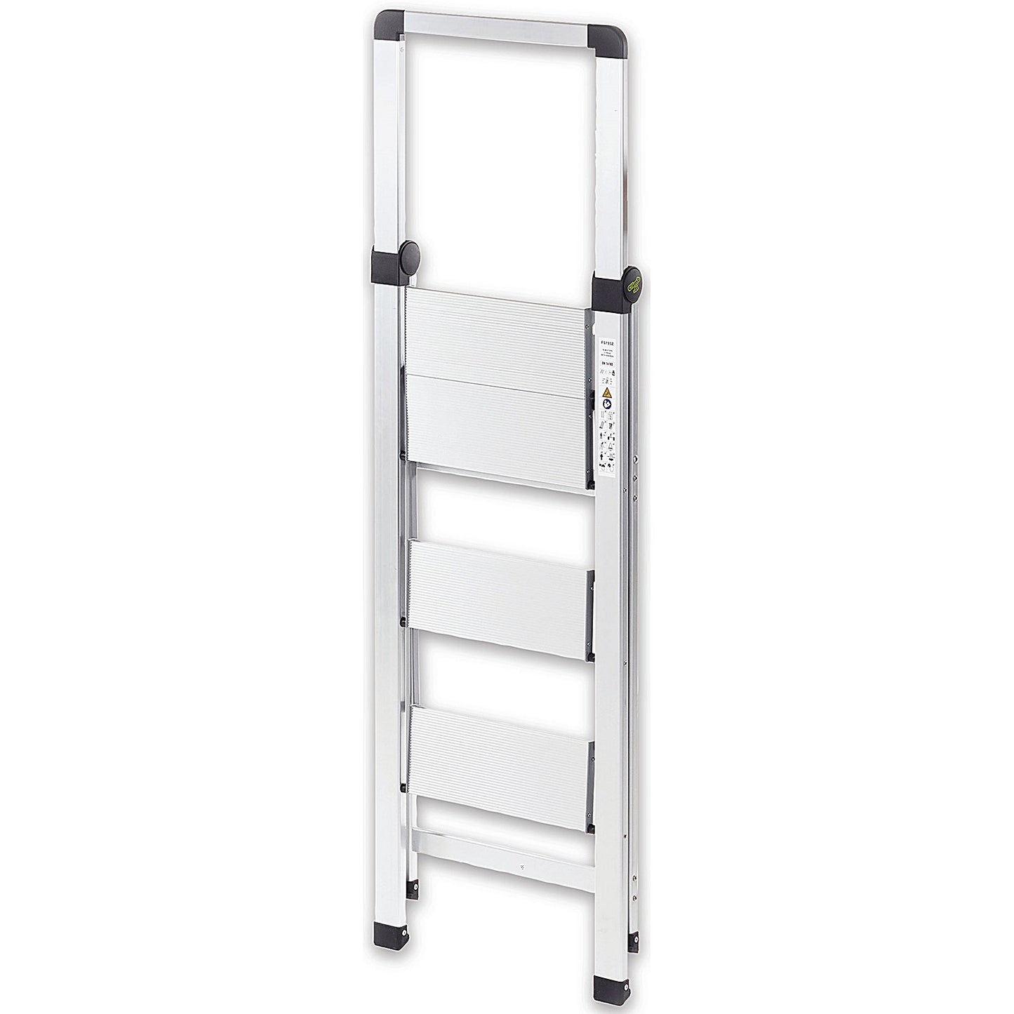 Climb-It Slim Aluminium Step Ladder with Handrail, 2 Tread, Silver
