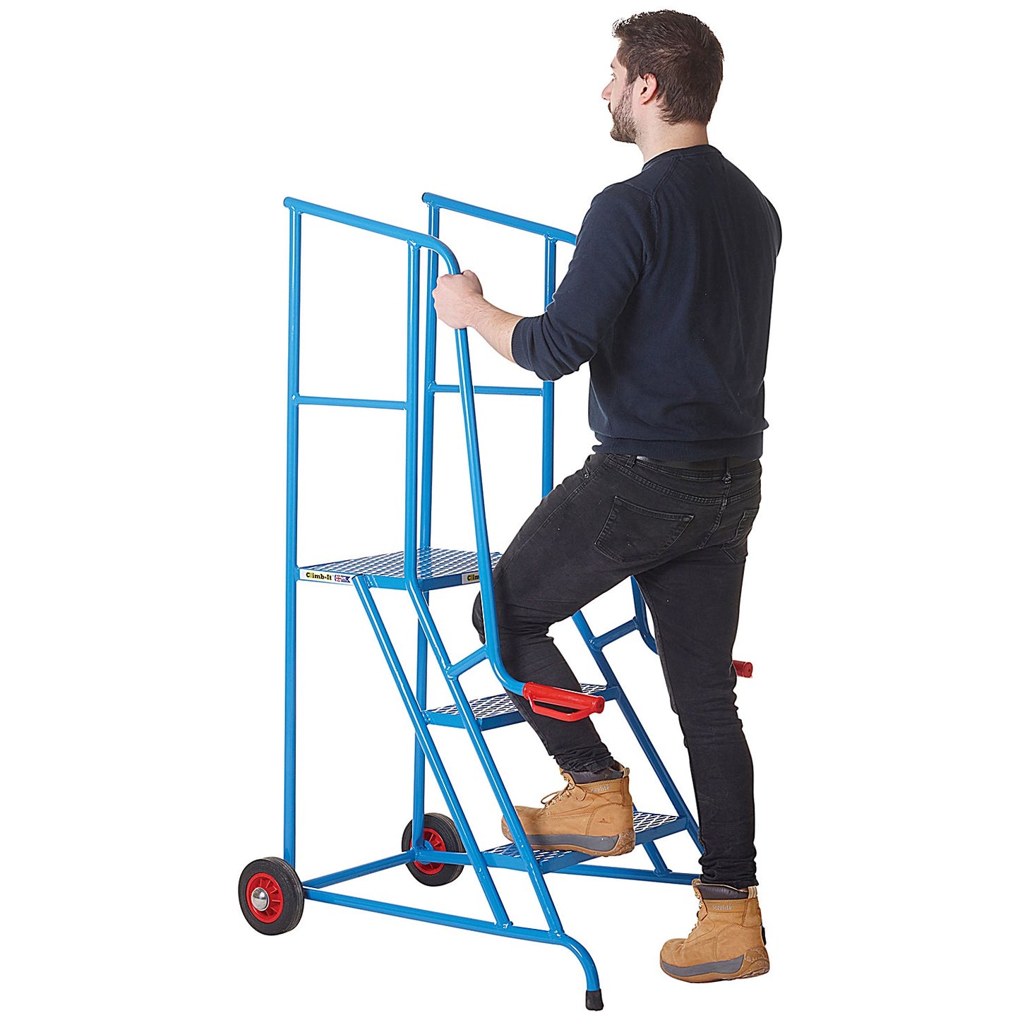 Climb-It Open Back Loading Step, 2 Tread, Powder Coated Blue