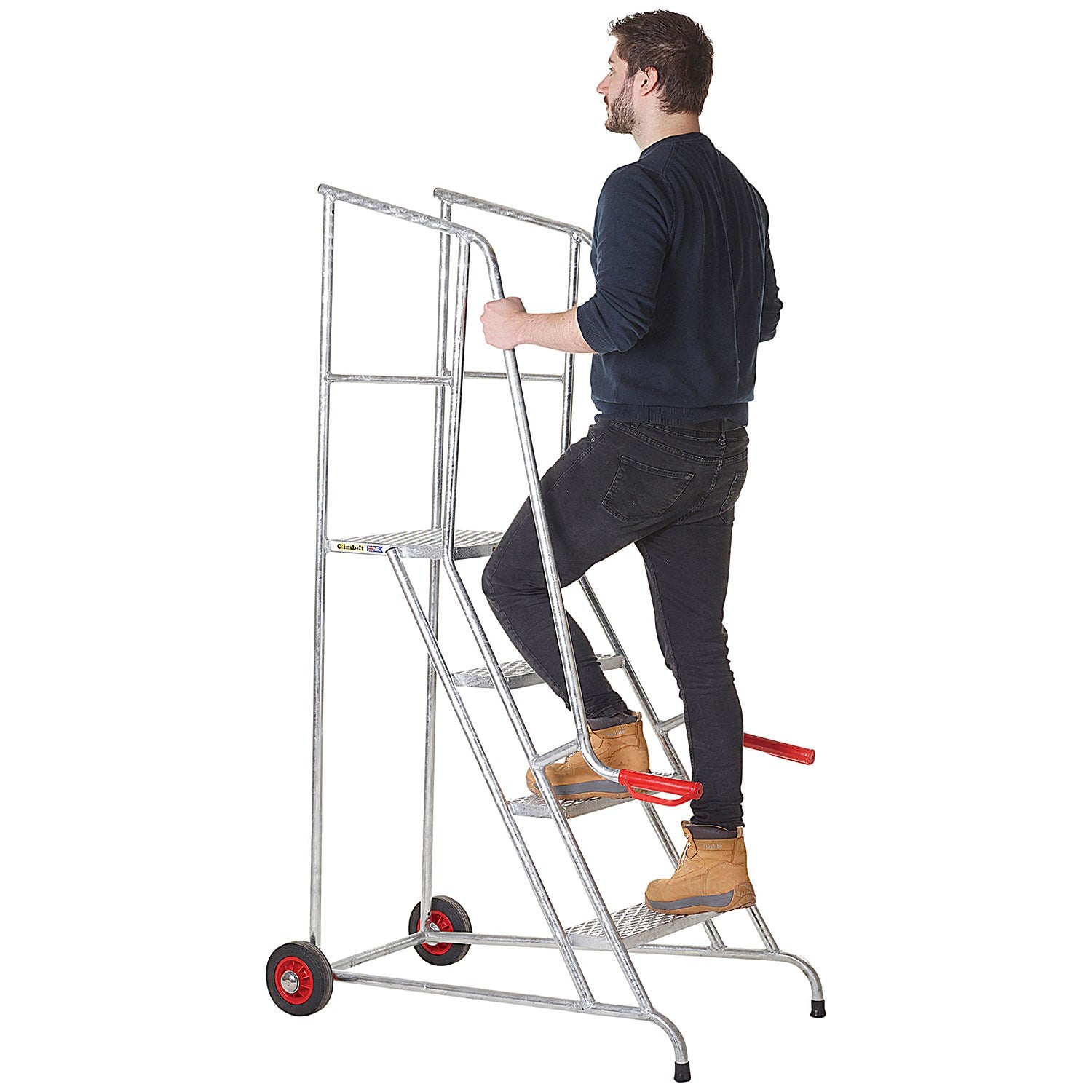 Climb-It Open Back Loading Step, 4 Tread, Galvanised Silver