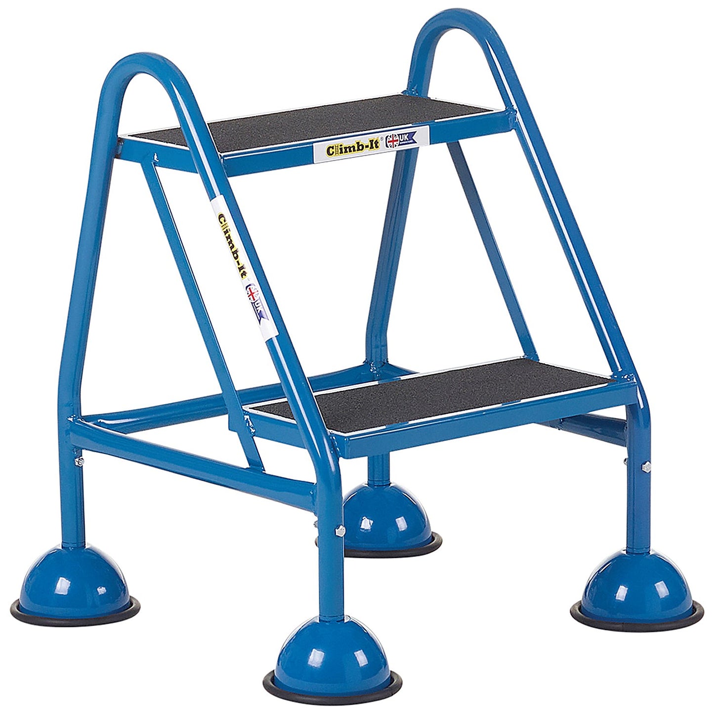Climb-It Domed Feet Handy Step with No Handrail, 2 Tread, Blue