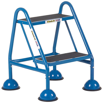 Climb-It Domed Feet Handy Step with No Handrail, 2 Tread, Blue