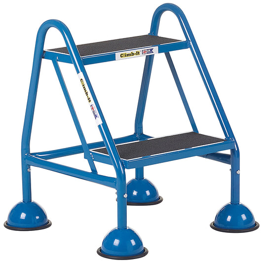 Climb-It Domed Feet Handy Step with No Handrail, 2 Tread, Blue