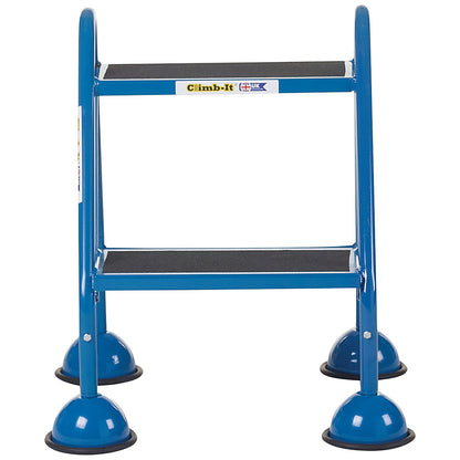 Climb-It Domed Feet Handy Step with No Handrail, 2 Tread, Blue