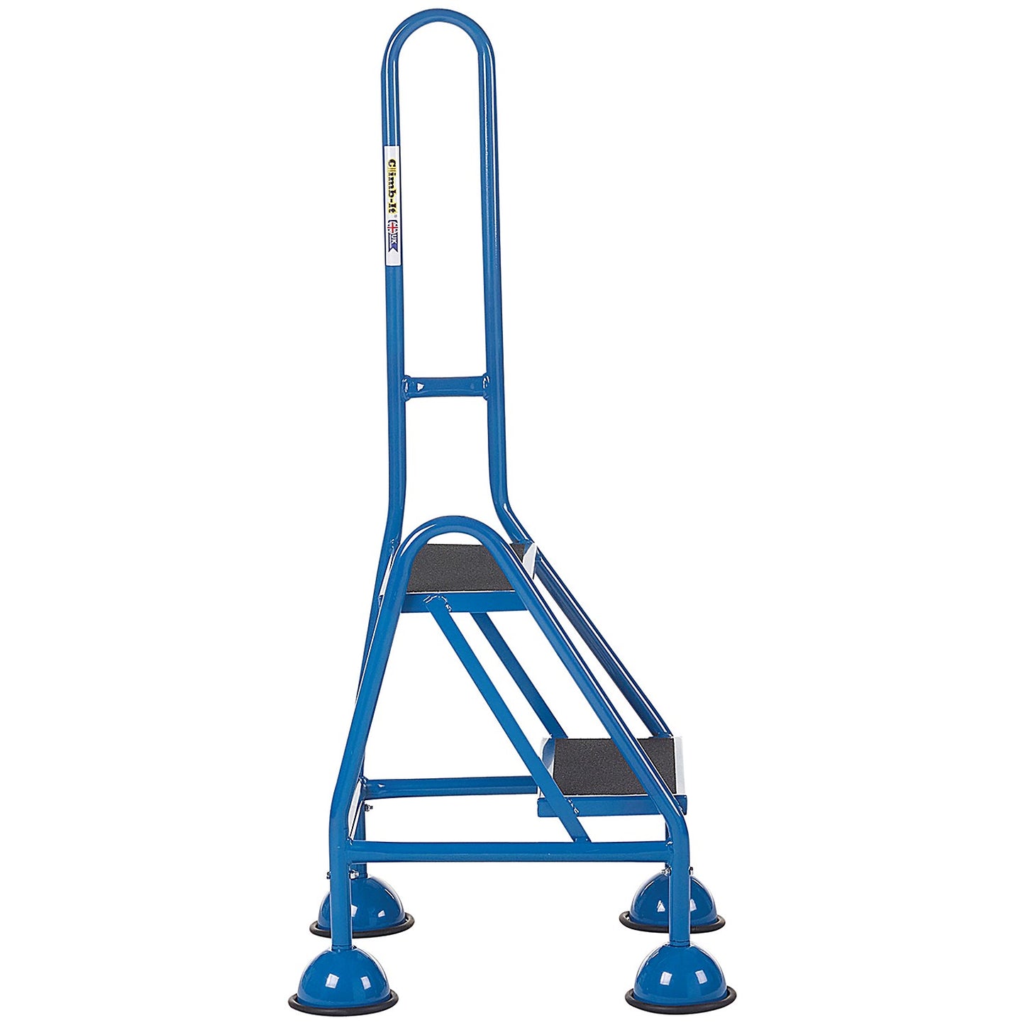 Climb-It Domed Feet Handy Step with Side Handrail, 2 Tread, Blue