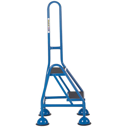 Climb-It Domed Feet Handy Step with Side Handrail, 2 Tread, Blue