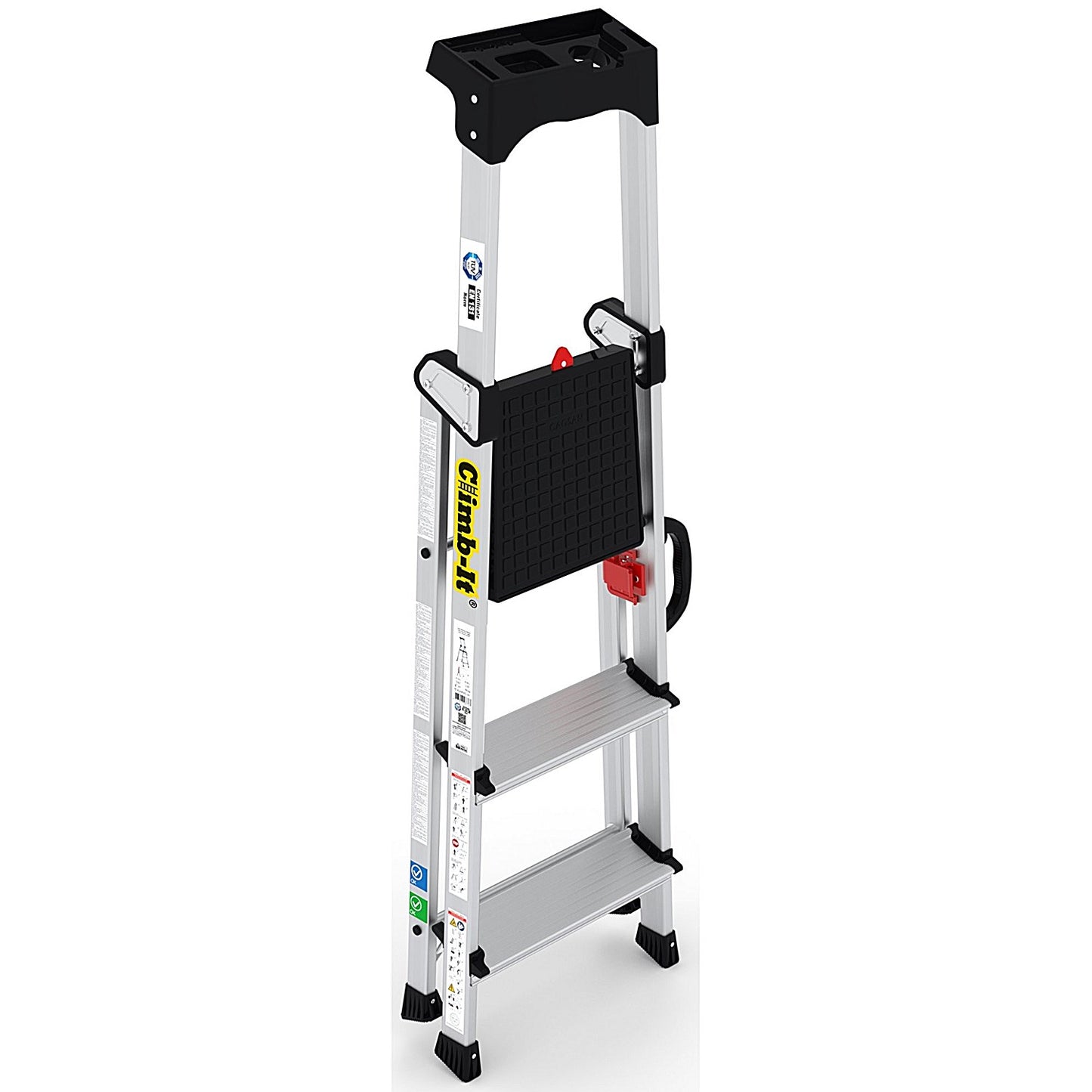 Climb-It Professional Aluminium Step Ladder with Carry Handle, 3 Tread, Silver