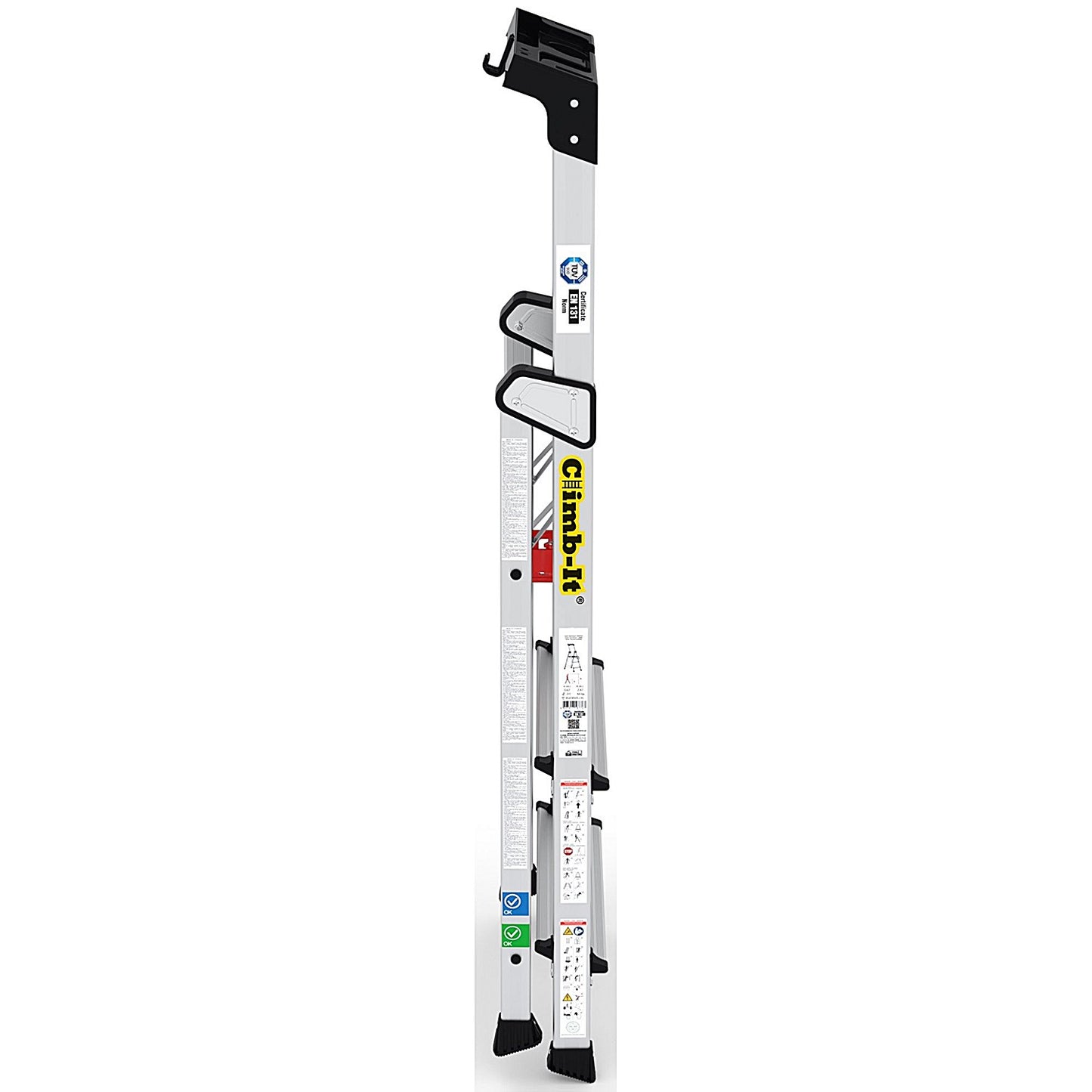 Climb-It Professional Aluminium Step Ladder with Carry Handle, 3 Tread, Silver