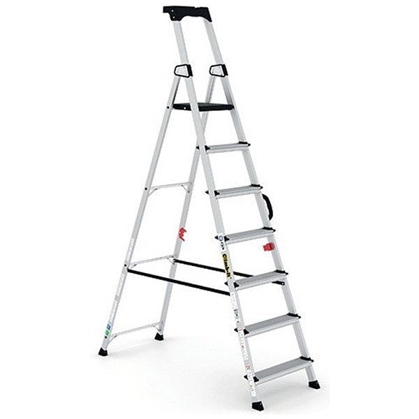 Climb-It Professional Aluminium Step Ladder with Carry Handle, 3 Tread, Silver
