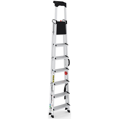 Climb-It Professional Aluminium Step Ladder with Carry Handle, 3 Tread, Silver