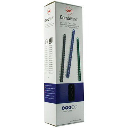 GBC Plastic Binding Combs, 21 Ring, 8mm, Black, Pack of 100