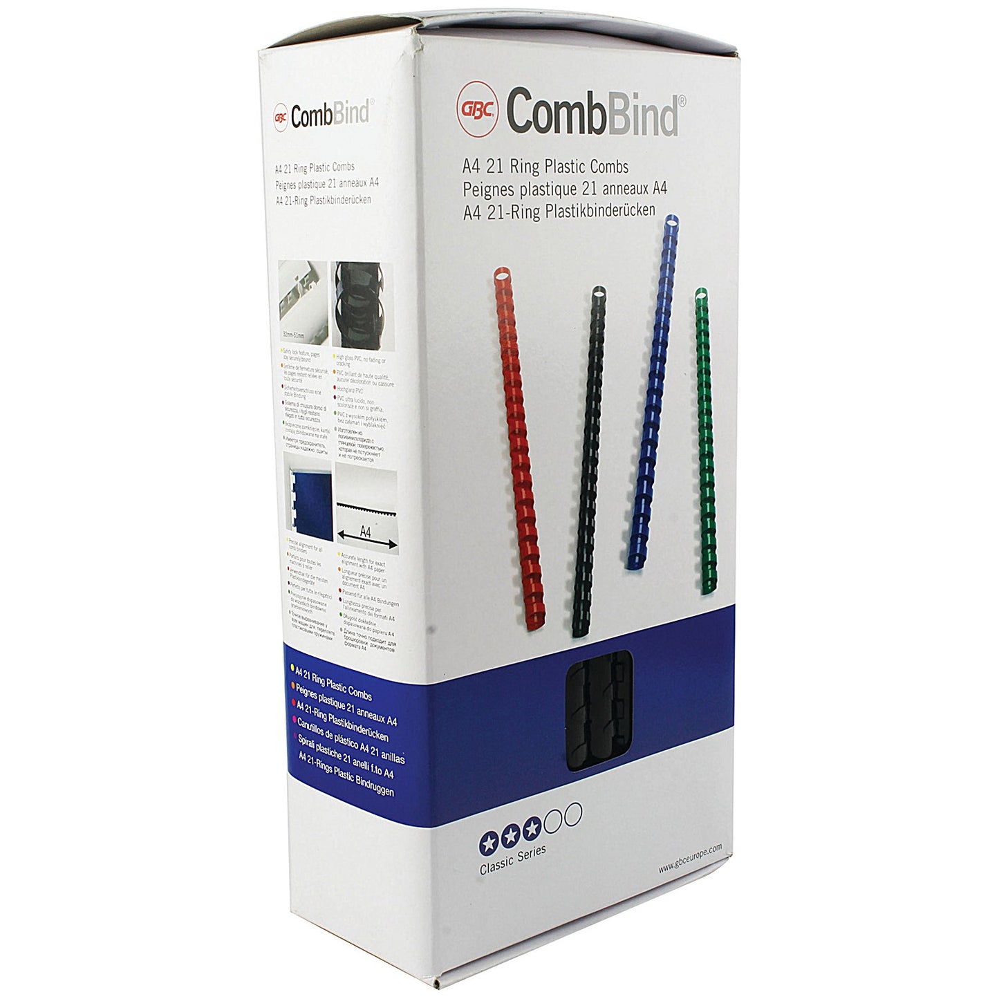 GBC Plastic Binding Combs, 21 Ring, 12mm, Black, Pack of 100