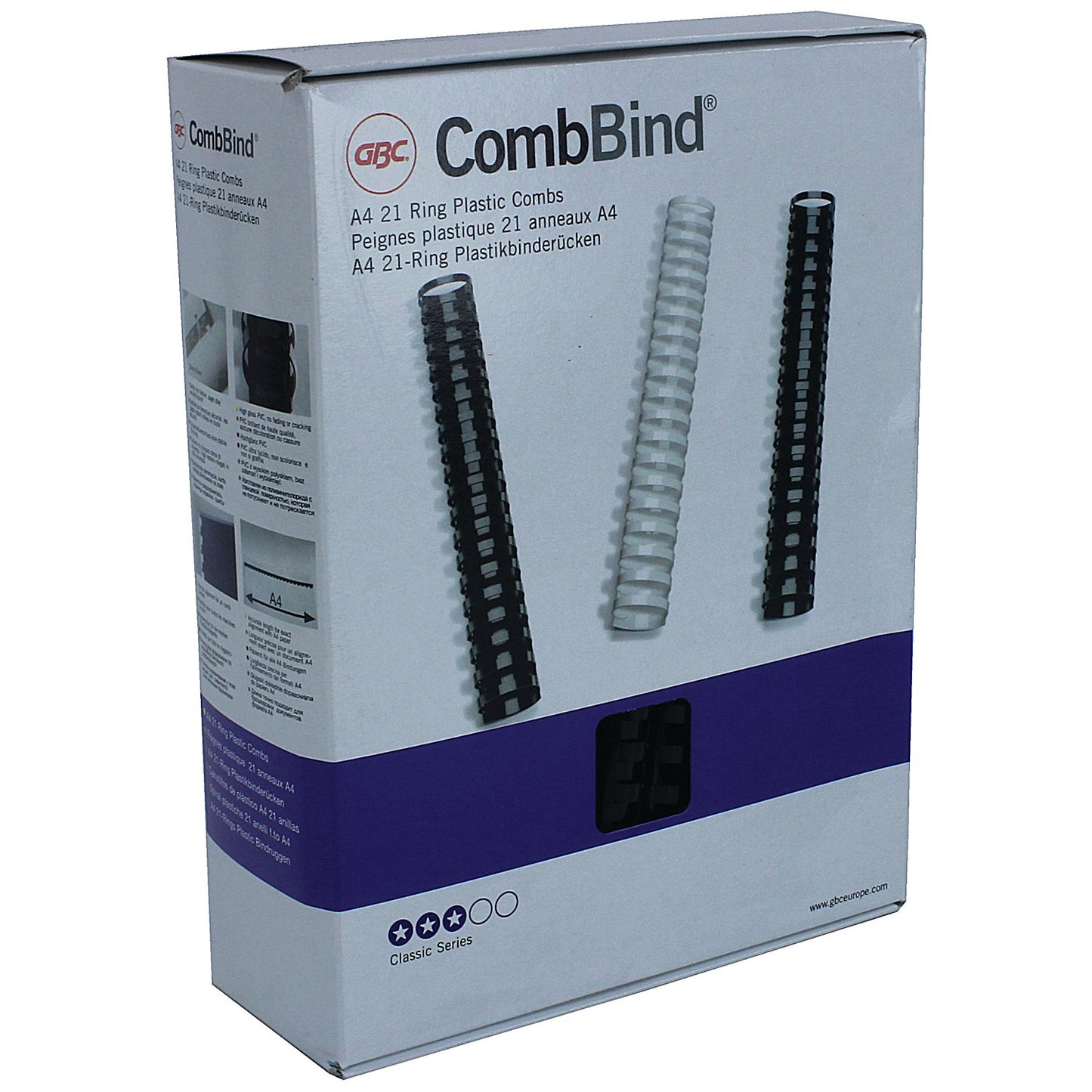 GBC Plastic Binding Combs, 21 Ring, 16mm, Black, Pack of 100