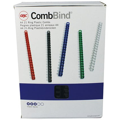 GBC Plastic Binding Combs, 21 Ring, 22mm, Black, Pack of 100