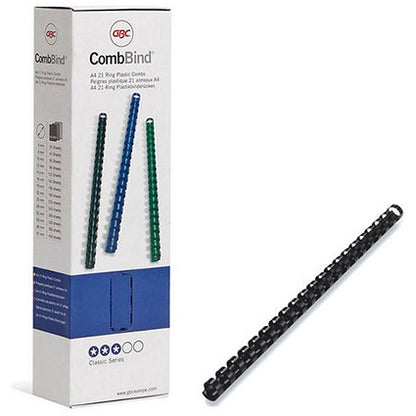 GBC Plastic Binding Combs, 21 Ring, 22mm, Black, Pack of 100
