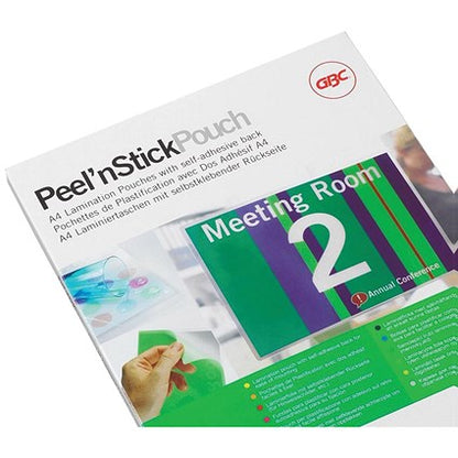 GBC Peel and Stick A4 Laminating Pouches, 200 Microns, Glossy, Pack of 100