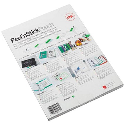 GBC Peel and Stick A4 Laminating Pouches, 200 Microns, Glossy, Pack of 100