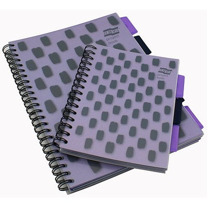 Europa Splash Project Book, A4, Ruled & Perforated, 200 Pages, Purple, Pack of 3