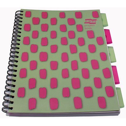 Europa Splash Project Book, A4, Ruled & Perforated, 200 Pages, Pink, Pack of 3