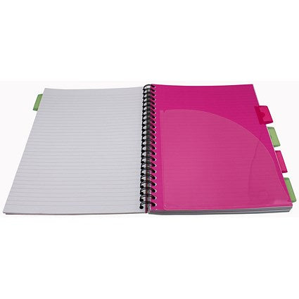 Europa Splash Project Book, A4, Ruled & Perforated, 200 Pages, Pink, Pack of 3