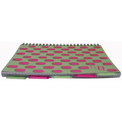 Europa Splash Project Book, A4, Ruled & Perforated, 200 Pages, Pink, Pack of 3