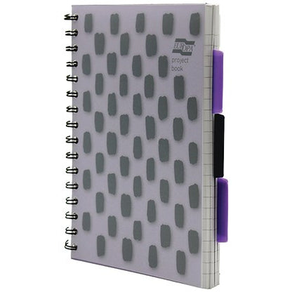 Europa Splash Project Book, A5, Ruled & Perforated, 200 Pages, Purple, Pack of 3
