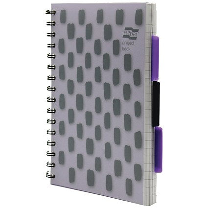 Europa Splash Project Book, A5, Ruled & Perforated, 200 Pages, Purple, Pack of 3