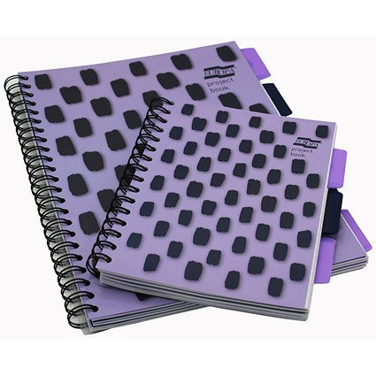 Europa Splash Project Book, A5, Ruled & Perforated, 200 Pages, Purple, Pack of 3