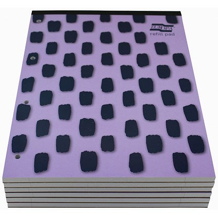 Europa Splash Refill Pad, A4, Ruled with Margin, 140 Pages, Purple, Pack of 6
