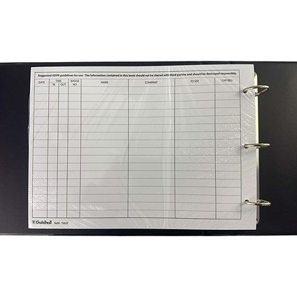 Guildhall Loose-Leaf Visitors Book, 3-Ring Binder, 50 Sheets