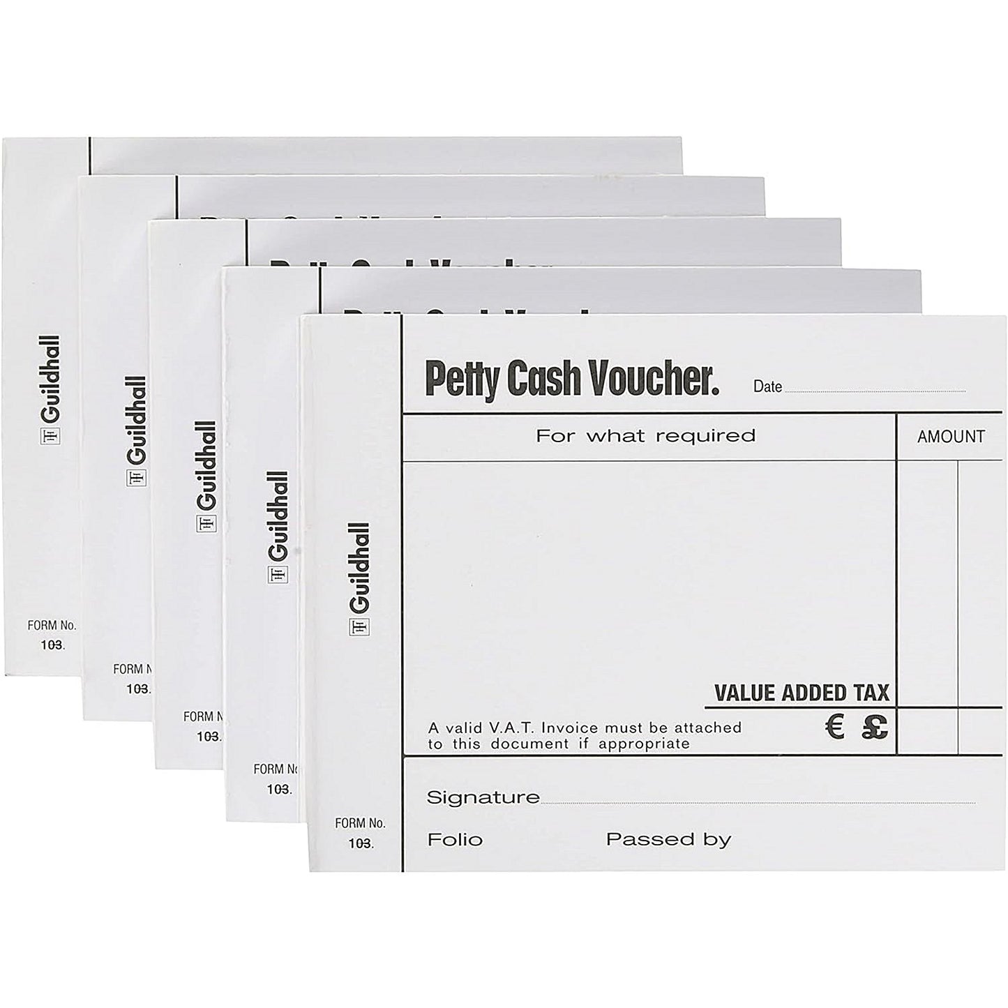 Guildhall Petty Cash Pad 100 Leaves 127x102mm White (Pack of 5) 103 1569