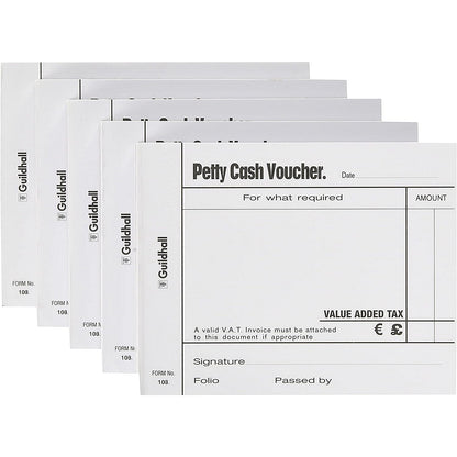 Guildhall Petty Cash Pad 100 Leaves 127x102mm White (Pack of 5) 103 1569