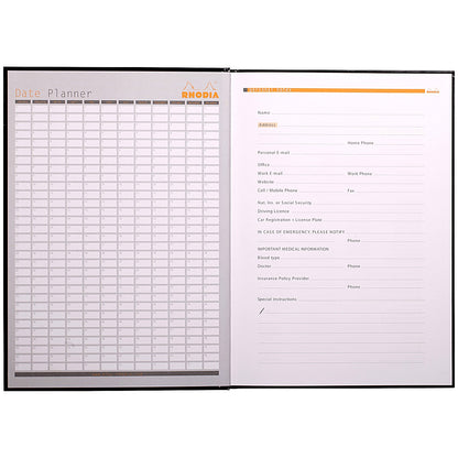 Rhodia Casebound Business Notebook, A4, Ruled, 192 Pages, Black, Pack of 3