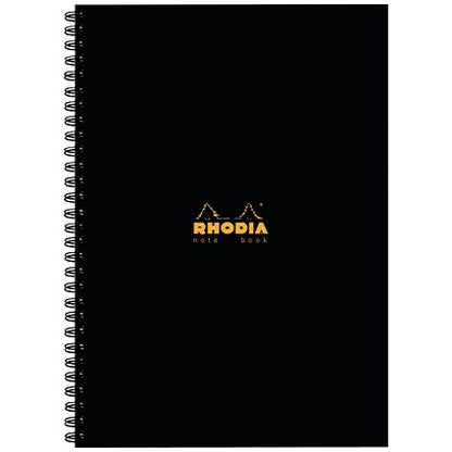 Rhodia Wirebound Business Notebook, A4, Ruled & Perforated, 160 Pages, Black, Pack of 3