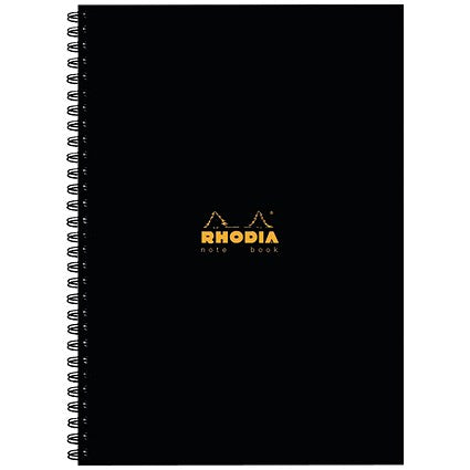 Rhodia Wirebound Business Notebook, A4, Ruled & Perforated, 160 Pages, Black, Pack of 3