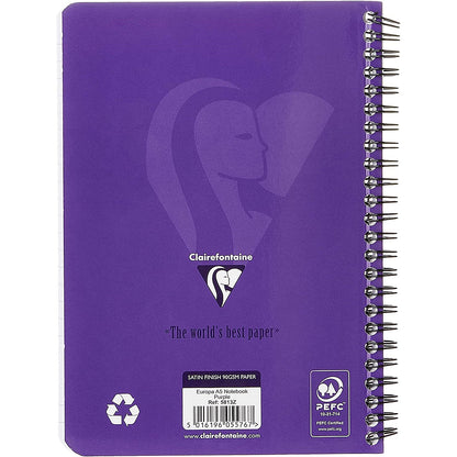 Europa Notebook, A5, Ruled & Perforated, 180 Pages, Purple, Pack of 5
