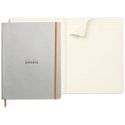 Clairefontaine Rhodiarama Notebook 80 Lined Pages A4+ Silver Cover