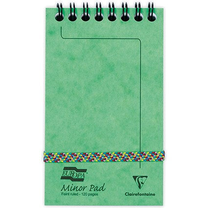Europa Wirebound Minor Pad, 127x76mm, Ruled, 120 Pages, Pastel Assorted Colours, Pack of 20