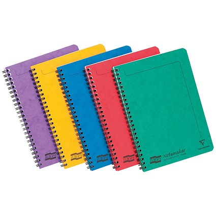 Europa Wirebound Notebook, A5, Ruled & Perforated, 120 Pages, Assorted Colours, Pack of 10