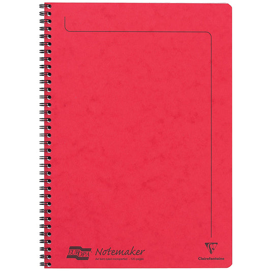 Europa Wirebound Notebook, A4, Ruled & Perforated, 120 Pages, Assorted Colours, Pack of 10