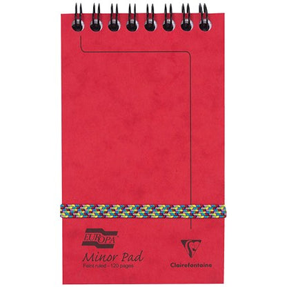 Europa Wirebound Minor Pad, 127x76mm, Ruled, 120 Pages, Assorted Colours, Pack of 20
