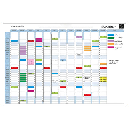 Exacompta Magnetic Drywipe Perpetual Year Planner, Mounted, 900x590mm