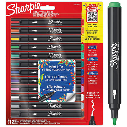 Sharpie Marker Paint Pens, Assorted, Pack of 12
