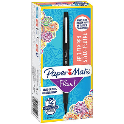 Paper Mate Fine Line Marker, 0.8mm Line, Black, Pack of 12