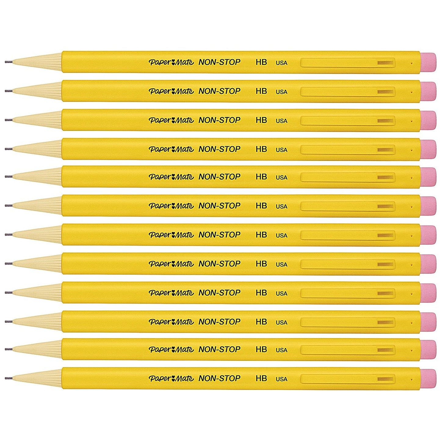 Paper Mate Non-Stop Automatic Pencil, Yellow Barrel, Pack of 12
